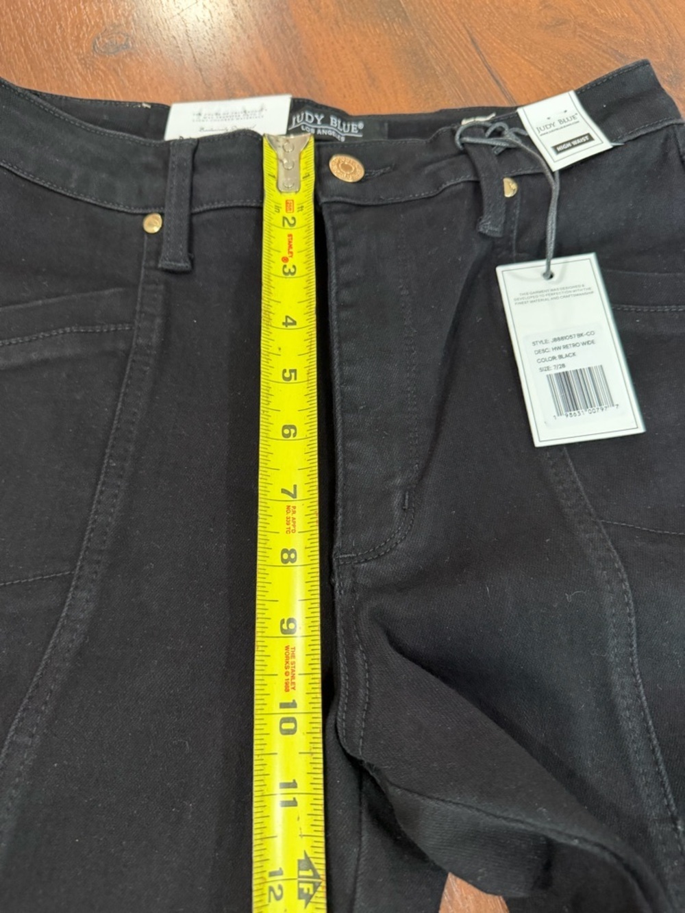 NWT Judy Blue High Waisted Retro Wide Leg Black Denim Jeans Sz 7/28 - Picture 11 of 16